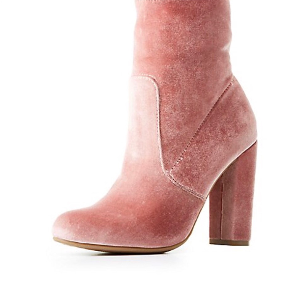 Blush velvet sock booties